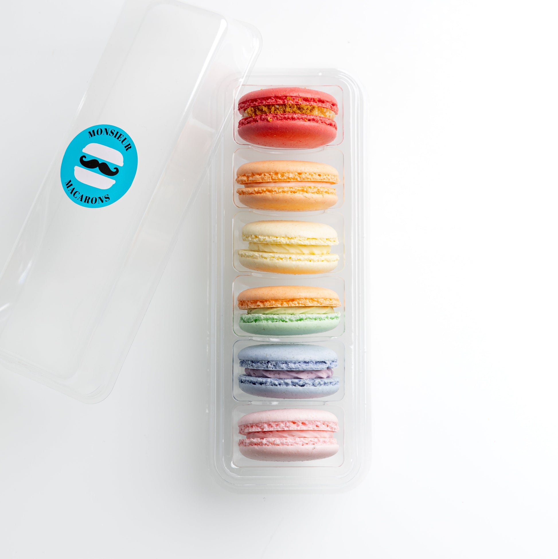 box of 6 assorted handcrafted macarons 