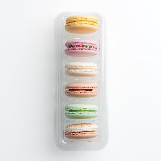 box of 6 assorted handcrafted macarons 
